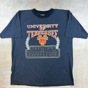 Vintage Castaways University of Tennessee T Shirt XL Blue Striped Made in USA UT
